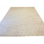 CONTEMPORARY ART DECO DESIGN SILK CARPET, 400cm x 300cm, geometric silver field.