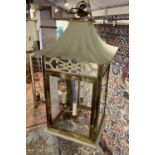 CHARLES EDWARDS CAST PAGODA LANTERN, distressed gilt lacquered and painted, RRP £6500, 90cm H.