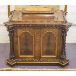 WINE COOLER, Victorian mahogany and birdseye maple with hinged caddy top,