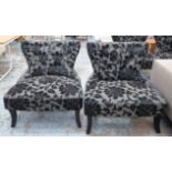 EASY CHAIRS, a pair, contemporary Country House style in a floral and foliate fabric,