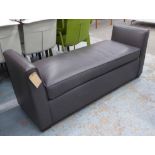 OTTOMAN BY ALTER LONDON, in grey leather, cost £3650 new, 160cm W x 50cm D x 70cm H.