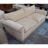 SOFA, contemporary damask upholstery, bullion fringe finish, 200cm W.