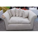 LOVE SEAT, herringbone finish with four scatter cushions to match, 150cm W.