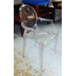 AFTER PHILIPPE STARCK LOUIS GHOST CHAIR, 92cm H.