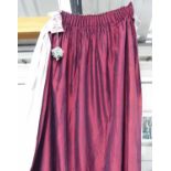 CURTAINS, two pairs, burgundy silk lined, 65cm x 190cm drop.