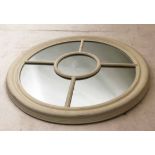 WALL MIRROR, provencal style circular window grey painted, 82cm D.