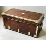 TRUNK, early 19th century camphorwood, coach leather,