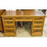 PEDESTAL DESK, Victorian ash and olivewood, circa 1880,