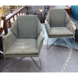 LOUNGE CHAIRS, a pair, 1960's Italian style, 80cm H.