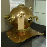 DIVERS HELMET, reproduction US navy, brass and copper finish, 43cm H.