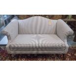 SOFA, Georgian style in ticking upholstery with cushion seat, 160cm W.