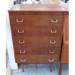 CHEST OF DRAWERS, vintage 1960's teak, 66cm x 41cm x 107cm.