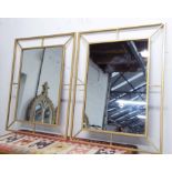 WALL MIRRORS, a pair, 1960's French style, 62cm W x 80cm H.