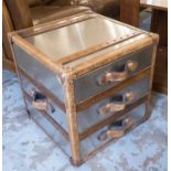 TRUNK CHESTS, aluminium and leather, a pair, each with three drawers.