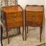 TABLES DE NUIT, a pair, Louis XV style tulipwood, each with three drawers, 73cm H x 35cm x 31cm.