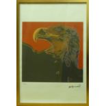 ANDY WARHOL 'Bald Eagle on Red Background', lithograph, from Leo Castelli gallery,