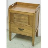 BEDSIDE COMMODE, George III mahogany circa 1800, with door and pull out base,