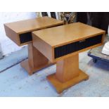 BEDSIDE TABLES, a pair, Hollywood Regency style, with one drawer, 62cm H.