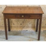 HALL TABLE, George III mahogany with a small drawer (adapted), 71cm H x 87cm W x 43cm D.