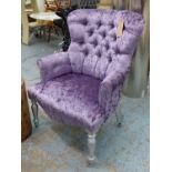 ARMCHAIR, in a contemporary Country House style, lilac velvet finish, 100cm H.