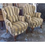 WINGBACK ARMCHAIRS, a pair,