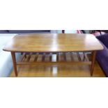 SURFBOARD LOW TABLE, vintage 1960's Romanian, teak construction, 93cm W.