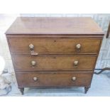 CHEST, Regency mahogany with three long drawers on turned supports, 93cm x 48cm x 92cm H.