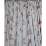 CURTAINS, two pairs, flower fairies, lined and interlined, one pair 128cm W x 205cm drop,