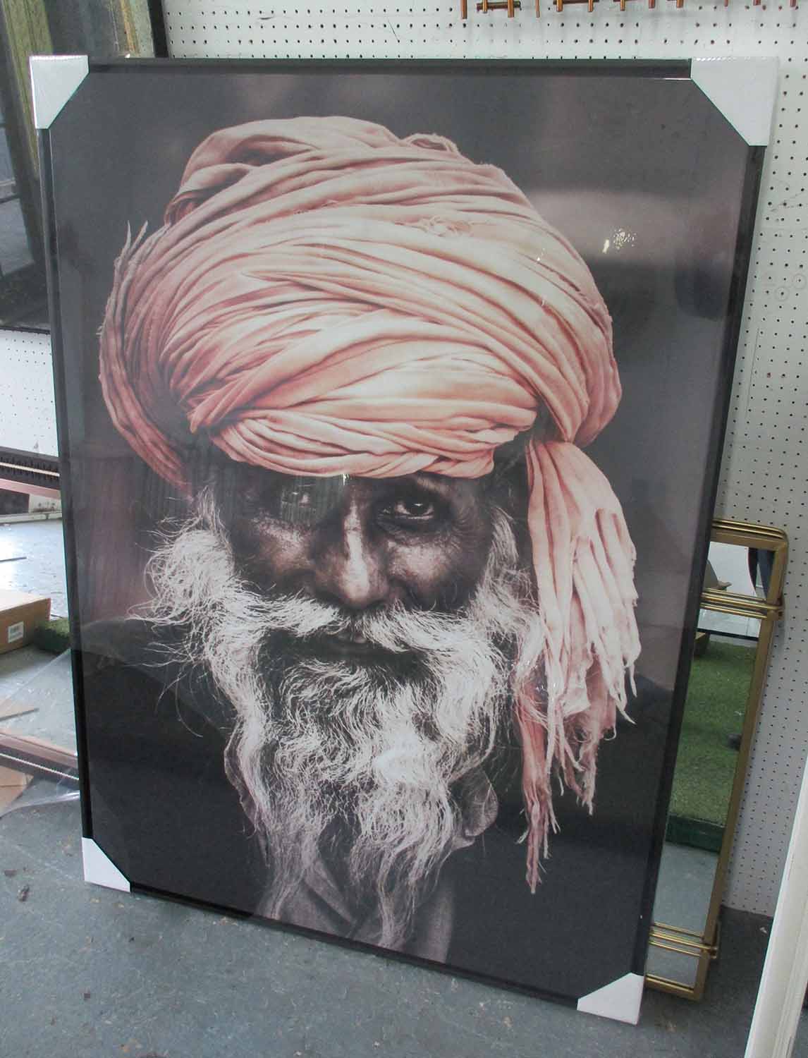 PORTRAIT OF AN INDIAN GENTLEMAN, contemporary school, framed, 145cm x 105cm.