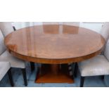 DINING TABLE, circular figured burr walnut, 160cm x 76cm H.