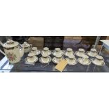 GHIRLAND LIMOGES COFFEE SERVICE, twelve cups and saucers, coffee por, sugar bowl, cream jug.