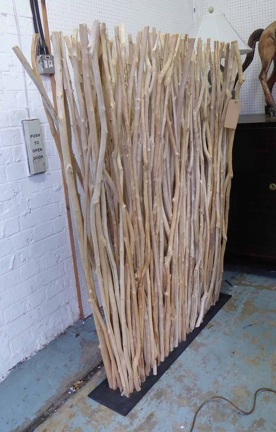 ROOM DIVIDER, natural teak branch design, 140cm H x 120cm x 26cm D.