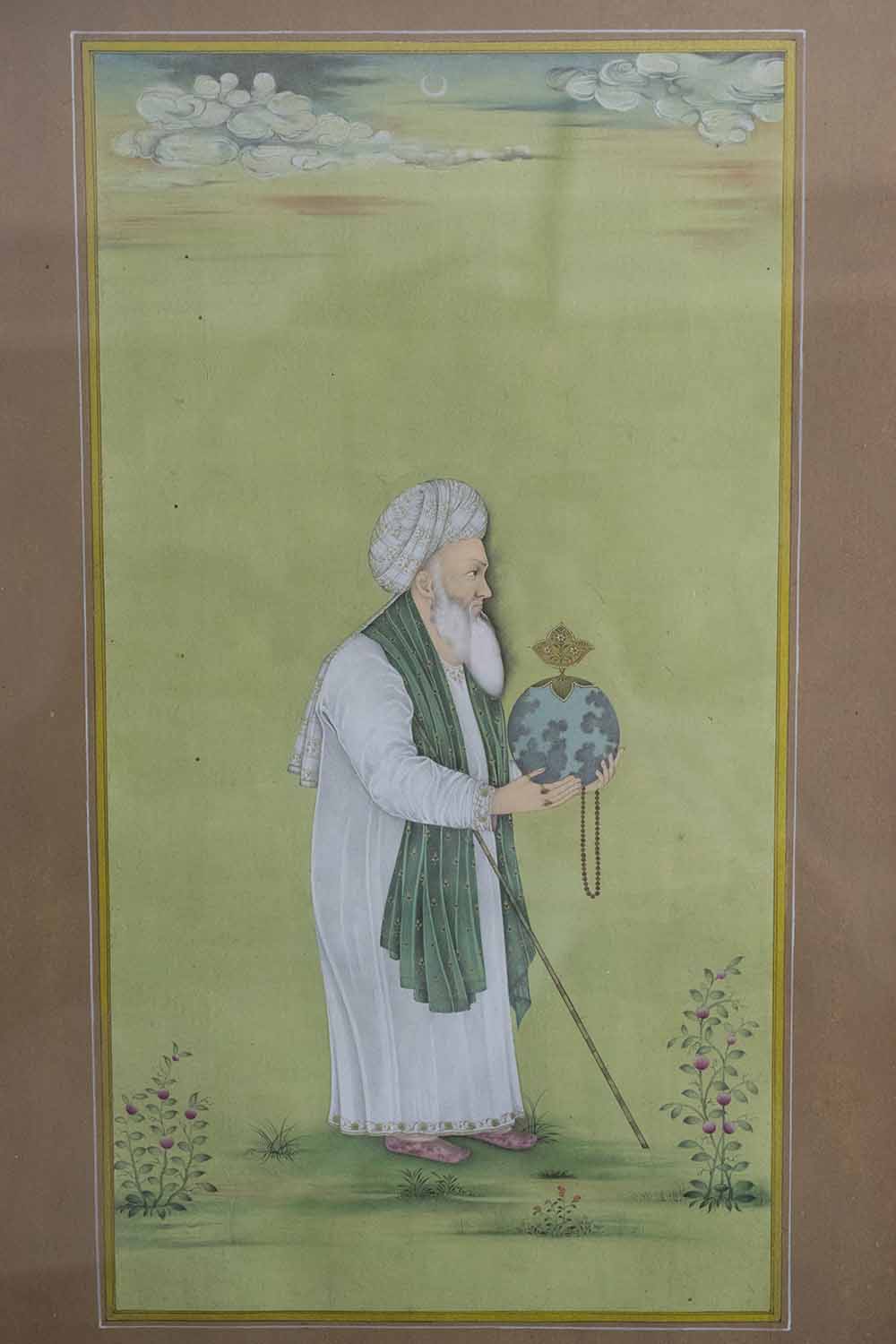 AN INDIAN MINIATURE PAINTING OF A MULLAH; and another of Emperor Aurangzeb.