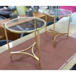 SIDE TABLES, a pair, Maison Jansen style, 46cm x 40cm diam.
