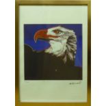 ANDY WARHOL 'Bald Eagle on Blue Background', lithograph, from Leo Castelli gallery,