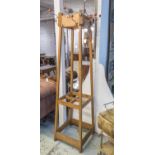 COAT/HALL STAND, 1960's pine atomic design, 193cm H x 49cm x 49cm (at base).