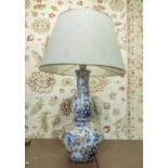 SIDE LAMP, ceramic with Oriental floral detail with a cream shade, 66cm H.