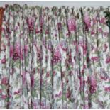 CURTAINS, two pairs, lined and interlined in a floral Bernhard Thorpe fabric, 98cm W x 255cm Drop.