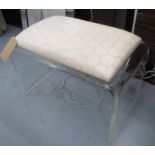 STOOL, in lucite with padded top, vintage design, 64cm L.