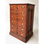 OFFICE CHEST, early 20th century Edwardian oak, with six drawers, panelled sides and back,