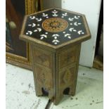 DAMASCUS SIDE TABLE, hexagonal with inlay, 34cm x 53cm H.