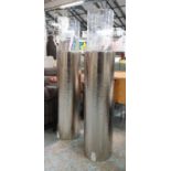 PILLAR LANTERNS, a pair, nickel plated columns, 145cm H.