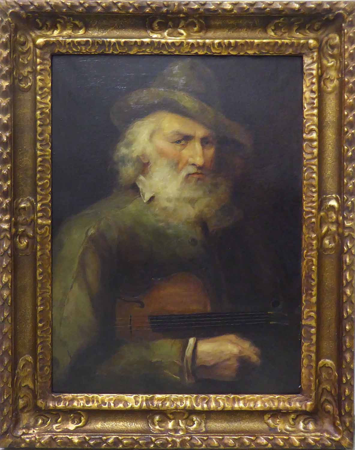 19th CENTURY SCHOOL 'Portrait of a Violinist', oil on canvas, 70cm x 50cm, framed.