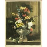 J. CHAMBERLAIN 'Still Life with Flowers', mezzotint, signed in pencil, 53cm x 40cm, framed.