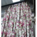 CURTAINS, two pairs, lined and interlined in a floral Bernard Thorpe fabric,