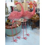 FLAMINGOS, a pair, of oversized proportions.