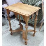 SIDE TABLE, William and Mary style oak on turned supports with curved stretchers,