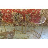 OCCASIONAL TABLES, a pair, gilt metal framed, each with a circular mirrored top,