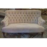 SOFA, button backed white chenille, 163cm W.