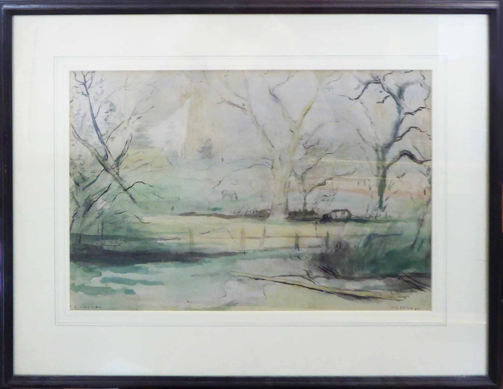 GEORG EHRLICH (Austrian 1897-1966) 'Campden Fields', 1945, pencil and watercolour,